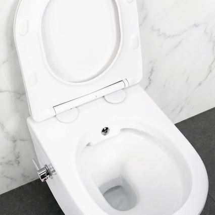 REA-C9701 - Επιτοίχιο WC με ψεκαστήρα μπιντέ και κάθισμα CARLO LUX κεραμικό/λευκό