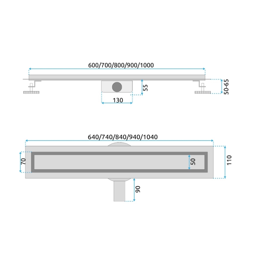 REA-G2702 - Κανάλι αποστράγγισης NEOX PRO 70 cm ανοξείδωτο ατσάλι/σατινέ χρυσό
