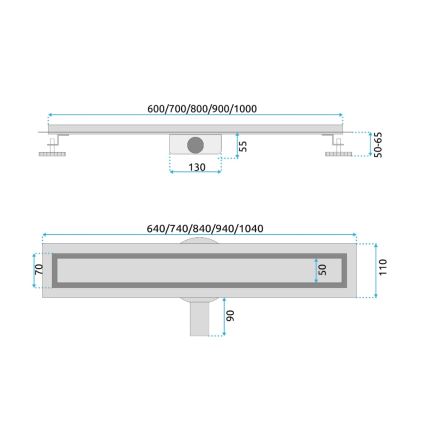 REA-G2704 - Γραμμική σχάρα αποχέτευσης NEOX PRO 90 cm ανοξείδωτο ατσάλι/σατινέ χρυσό