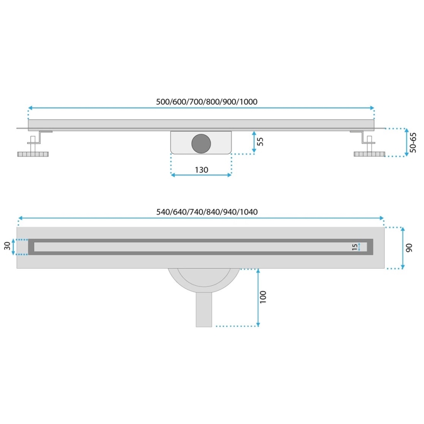 REA-G2714 - Γραμμικό κανάλι αποχέτευσης NEOX SLIM 70 cm ανοξείδωτο ατσάλι/σατινέ χρυσό