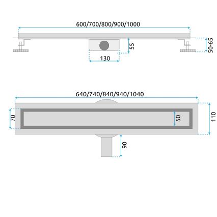 REA-G2738 - Κανάλι αποστράγγισης NEOX PRO 100 cm σε χρυσό