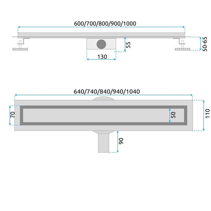 REA-G2738 - Κανάλι αποστράγγισης NEOX PRO 100 cm σε χρυσό