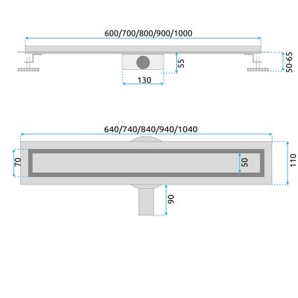 REA-G4801 - Γραμμικό κανάλι αποστράγγισης NEOX PRO 70 cm, βουρτσισμένος χαλκός