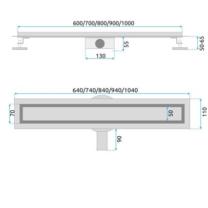 REA-G4802 - Κανάλι αποστράγγισης NEOX PRO 80 εκ., βουρτσισμένος χαλκός
