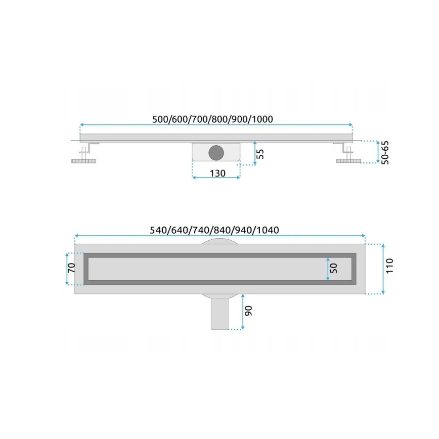 REA-G5807 - Γραμμική σχάρα αποστράγγισης NEOX PRO 60 cm, ανοξείδωτο ατσάλι