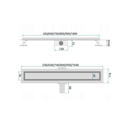 REA-G5809 - Γραμμική σχάρα αποστράγγισης NEOX PRO 80 cm, ανοξείδωτο ατσάλι