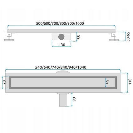 REA-G5810 - Κανάλι αποστράγγισης NEOX PRO 90 cm νίκελ