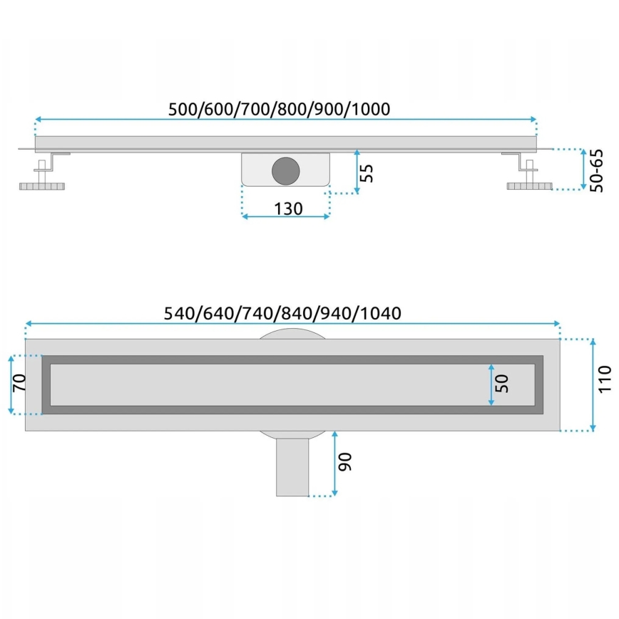 REA-G5810 - Κανάλι αποστράγγισης NEOX PRO 90 cm νίκελ