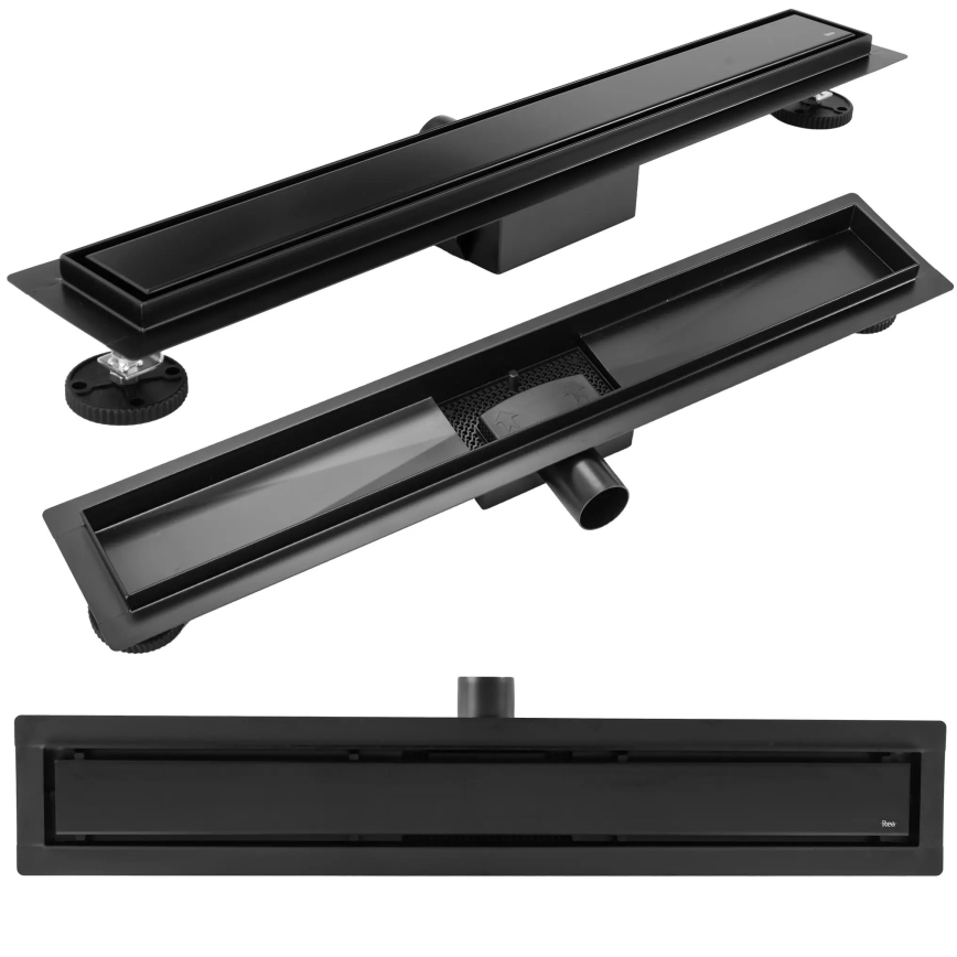 REA-G6605 - Κανάλι αποστράγγισης PURE NEOX 100 cm ματ μαύρο