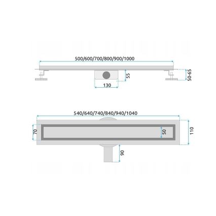 REA-G7803 - Γραμμικό κανάλι αποστράγγισης NEOX PRO 80 cm, ανοξείδωτο ατσάλι/μαύρο
