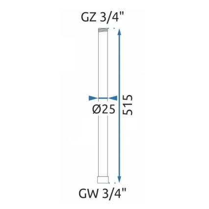 REA-K0880 - Ράβδος επέκτασης για σετ ντους/μπανιέρας 51,5 cm ματ μαύρη