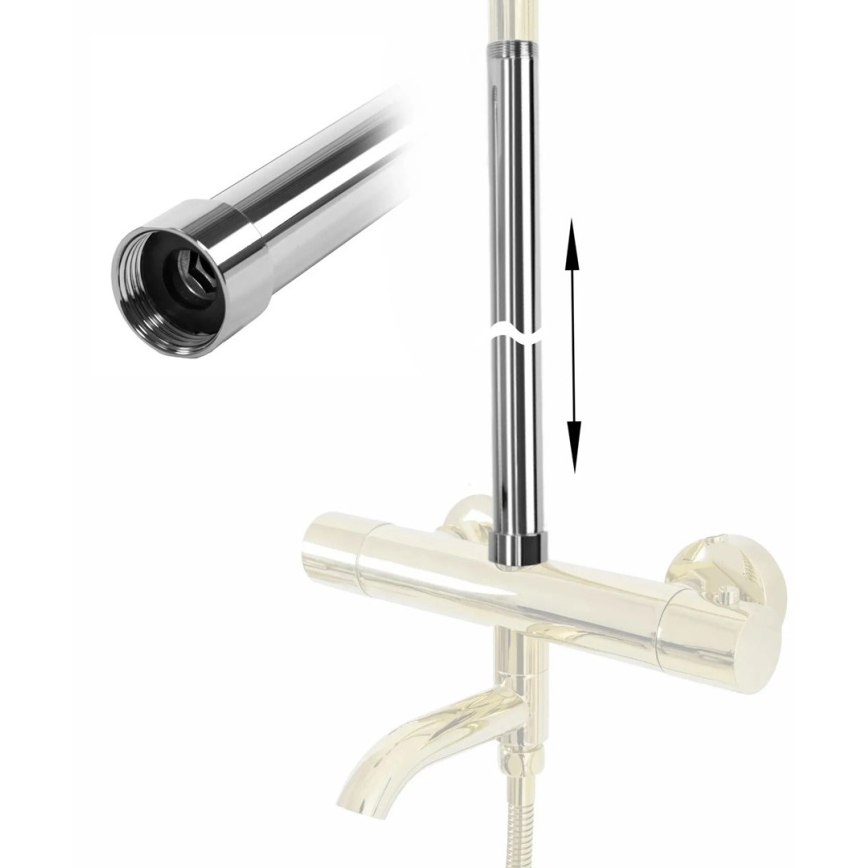 REA-K0881 - Ράβδος επέκτασης για σετ ντους/μπανιέρας 51,5 εκ., γυαλισμένο χρώμιο