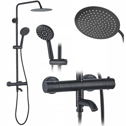 REA-P4113 - Σετ ντους με θερμοστατική μπαταρία LUNGO, ματ μαύρο