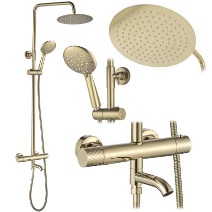 REA-P5960 - Σετ ντους με θερμοστατική μπαταρία LUNGO DIAMOND χρυσό
