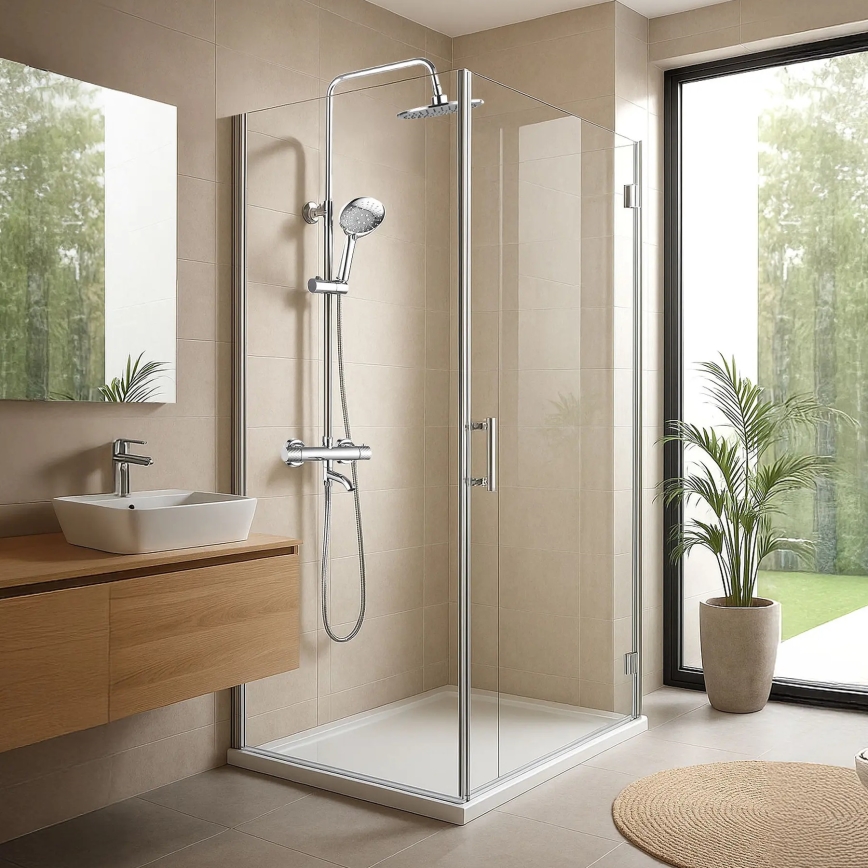 REA-P5961 - Σετ ντους με θερμοστατική μπαταρία LUNGO DIAMOND σε γυαλιστερό χρώμιο
