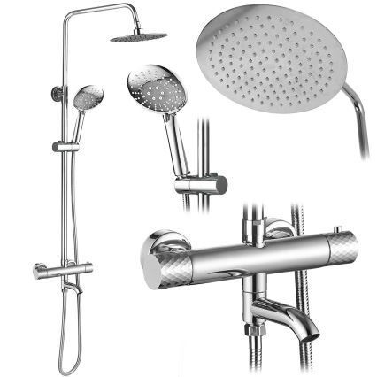 REA-P5961 - Σετ ντους με θερμοστατική μπαταρία LUNGO DIAMOND σε γυαλιστερό χρώμιο