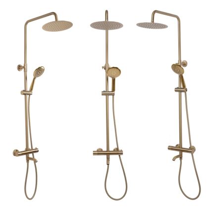 REA-P6604 - Σετ ντους με θερμοστατική μπαταρία LUNGO, βουρτσισμένο χρυσό
