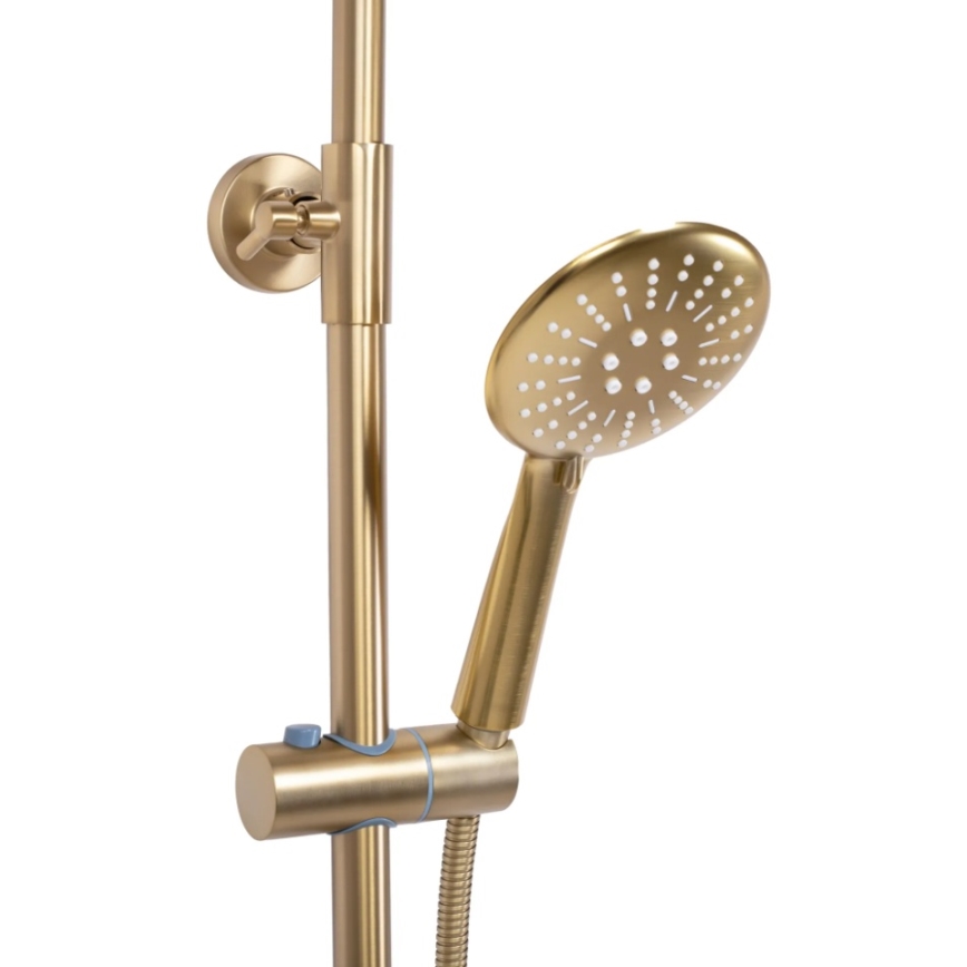 REA-P6604 - Σετ ντους με θερμοστατική μπαταρία LUNGO, βουρτσισμένο χρυσό