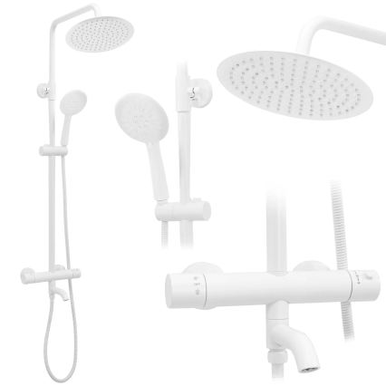 REA-P6608 - Σετ ντους με θερμοστατικό μίκτη LUNGO σε ματ λευκό