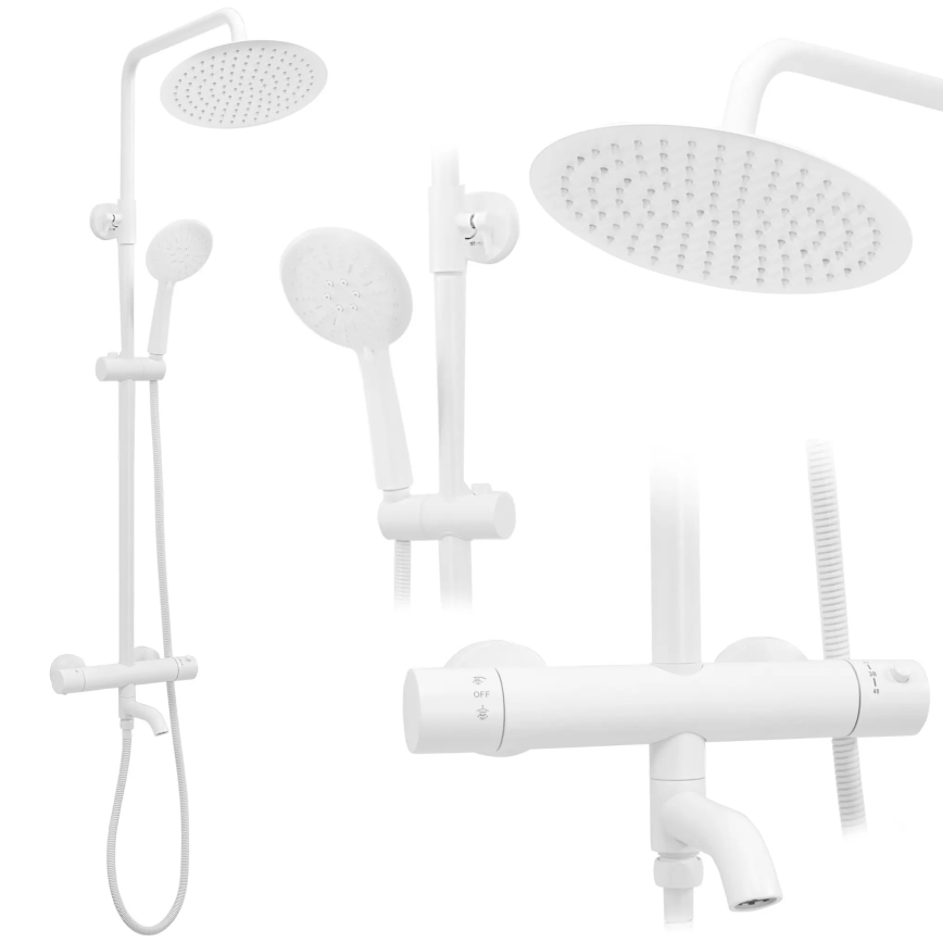 REA-P6608 - Σετ ντους με θερμοστατικό μίκτη LUNGO σε ματ λευκό