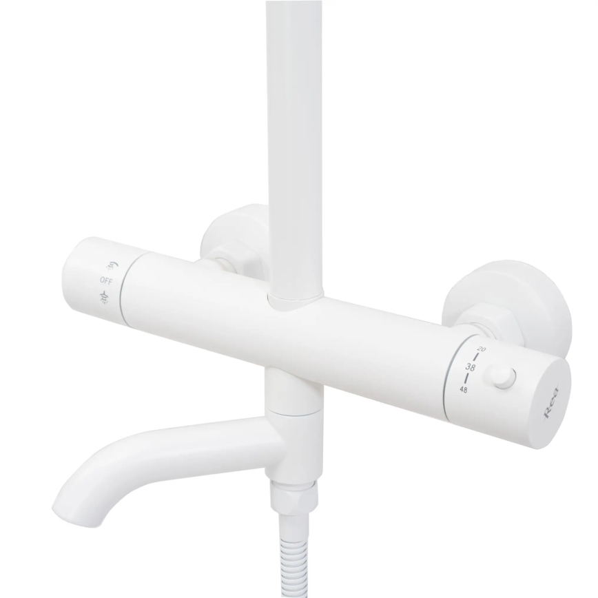 REA-P6608 - Σετ ντους με θερμοστατικό μίκτη LUNGO σε ματ λευκό