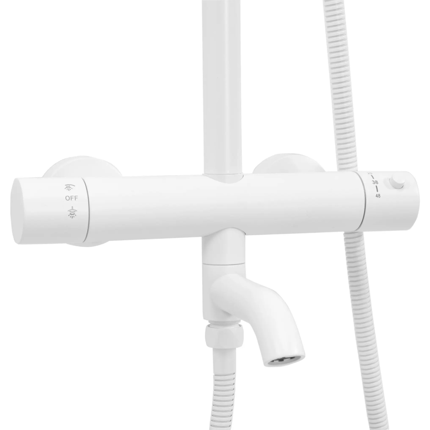 REA-P6608 - Σετ ντους με θερμοστατικό μίκτη LUNGO σε ματ λευκό