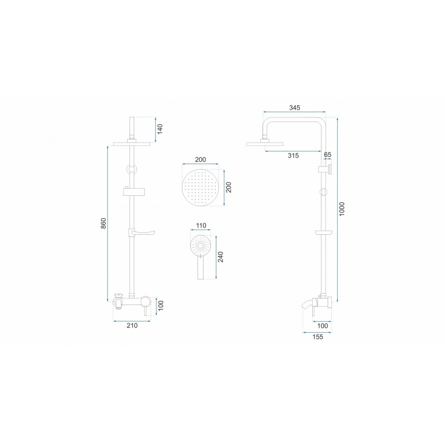 REA-P7006 - Σετ ντους με μίκτη LUIS χρυσό