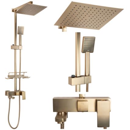 REA-P7050 - Σετ ντους με μπαταρία JACK, βούρτσιστο χρυσό