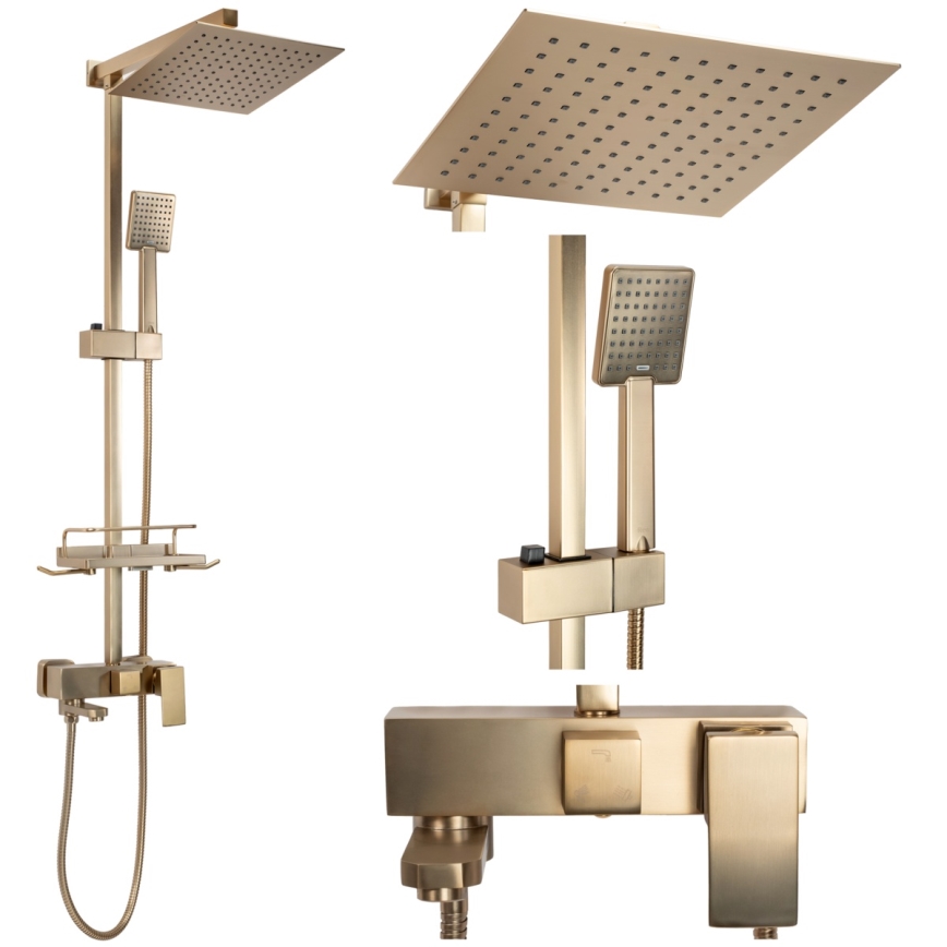 REA-P7050 - Σετ ντους με μπαταρία JACK, βούρτσιστο χρυσό