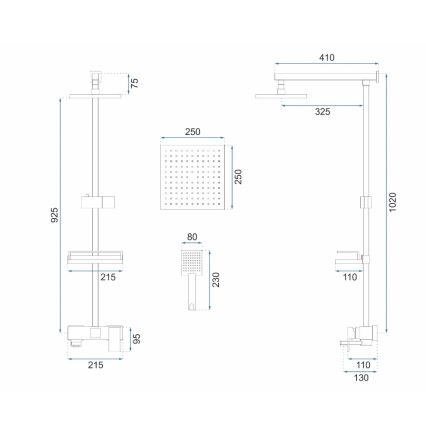 REA-P7050 - Σετ ντους με μπαταρία JACK, βούρτσιστο χρυσό