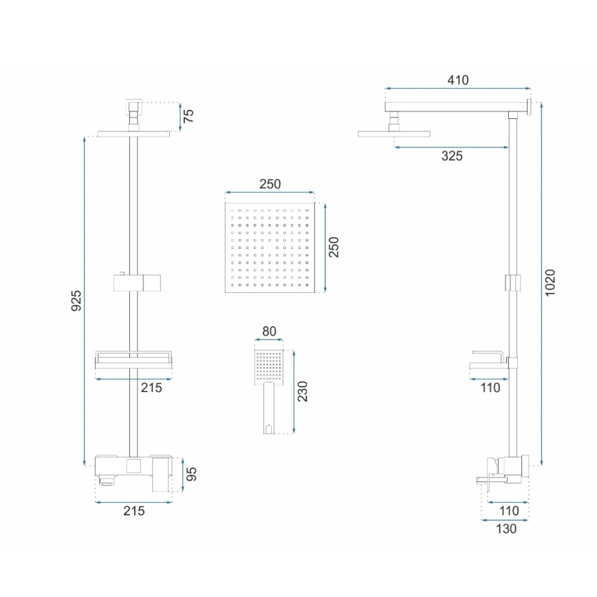 REA-P7050 - Σετ ντους με μπαταρία JACK, βούρτσιστο χρυσό