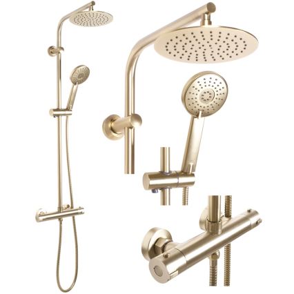 REA-P8413 - Σετ ντους με θερμοστατική μπαταρία BLISS, σε βουρτσισμένο χρυσό