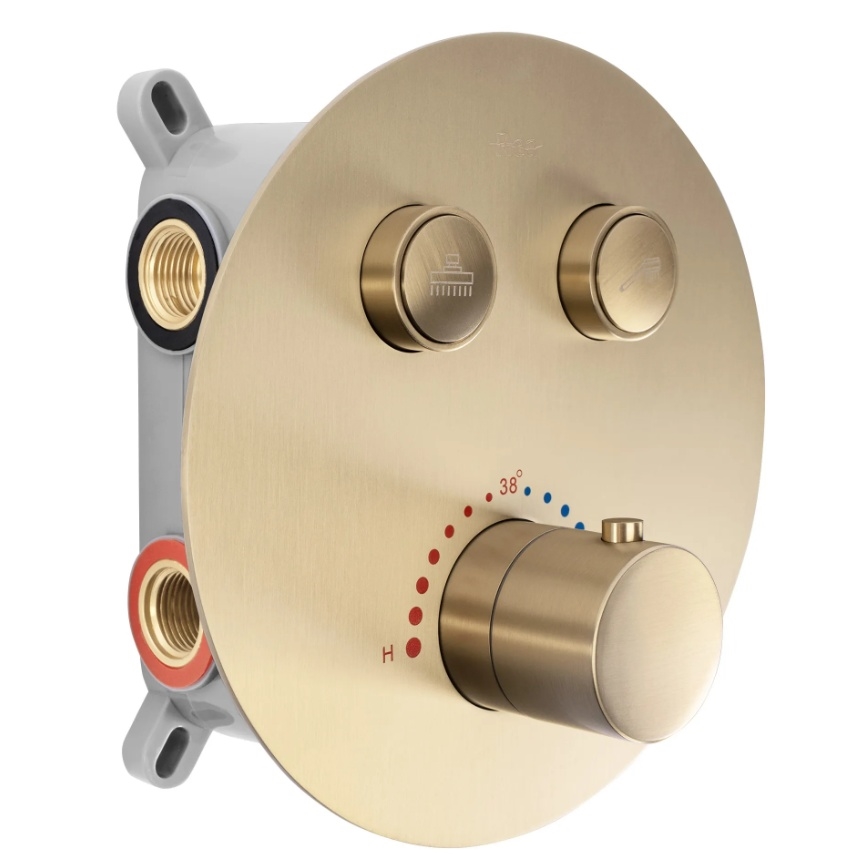 REA-P8551 - Σετ ντους με εντοιχισμένη θερμοστατική μπαταρία LUNGO βουρτσισμένο χρυσό