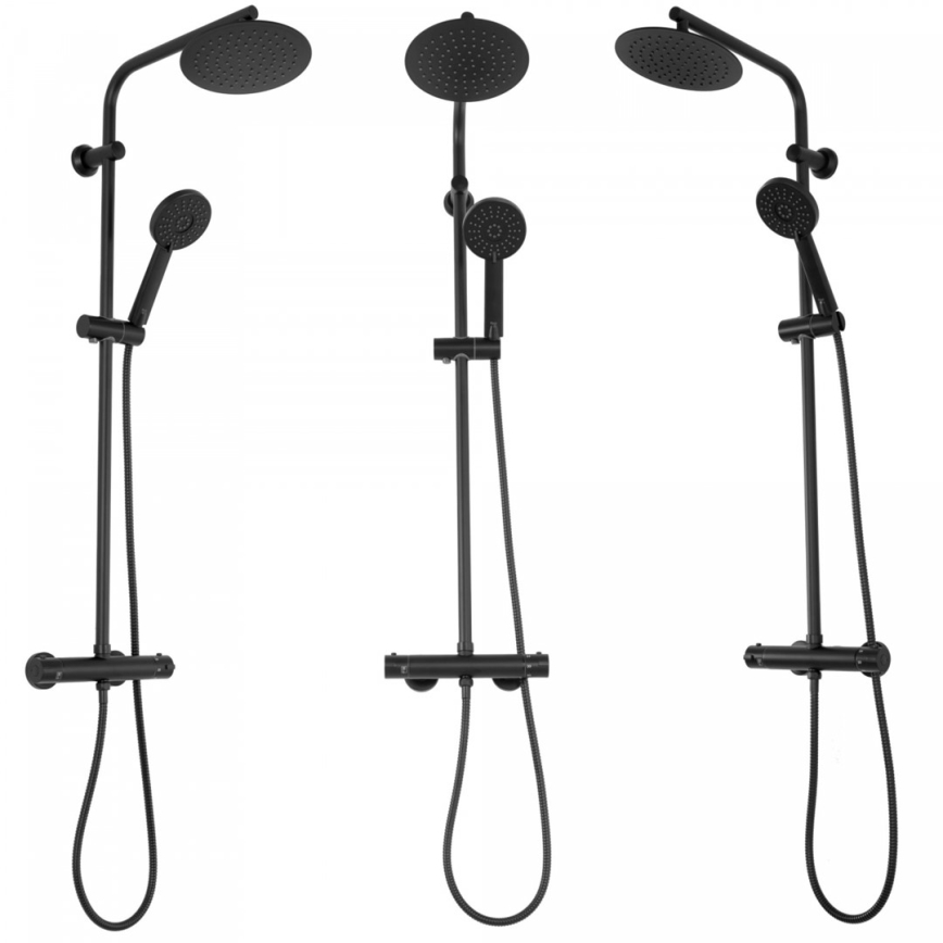 REA-P8804 - Σετ ντους με θερμοστατική μπαταρία BLISS μαύρο ματ