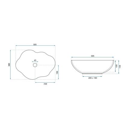 REA-U0265 - Επιτραπέζιος νιπτήρας PEARL 38x50,5 cm, κεραμικός, γυαλιστερό λευκό