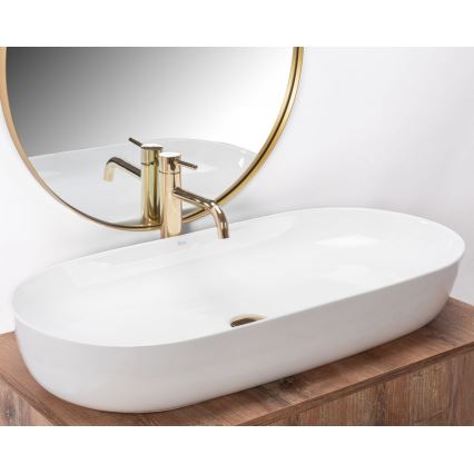 REA-U0563 - Νιπτήρας επιτραπέζιος CLEO 41x81 cm κεραμικό/γυαλιστερό λευκό