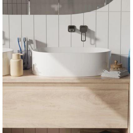 REA-U0600 - Επιτραπέζιος νιπτήρας ALMA 36x57 cm κεραμικός/γυαλιστερό λευκό