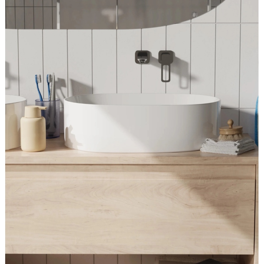 REA-U0600 - Επιτραπέζιος νιπτήρας ALMA 36x57 cm κεραμικός/γυαλιστερό λευκό