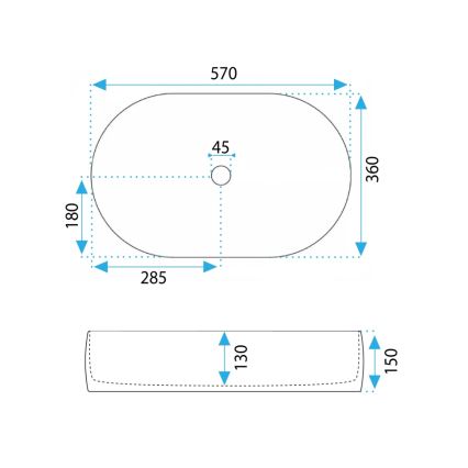 REA-U0600 - Επιτραπέζιος νιπτήρας ALMA 36x57 cm κεραμικός/γυαλιστερό λευκό