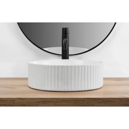 REA-U0601 - Επιτραπέζιος νιπτήρας DELIA 36 εκ. γυαλιστερό λευκό/εφέ πέτρας