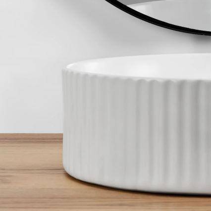 REA-U0601 - Επιτραπέζιος νιπτήρας DELIA 36 εκ. γυαλιστερό λευκό/εφέ πέτρας