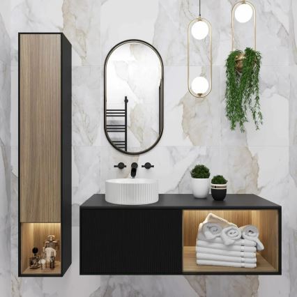 REA-U0601 - Επιτραπέζιος νιπτήρας DELIA 36 εκ. γυαλιστερό λευκό/εφέ πέτρας