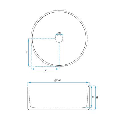 REA-U0601 - Επιτραπέζιος νιπτήρας DELIA 36 εκ. γυαλιστερό λευκό/εφέ πέτρας