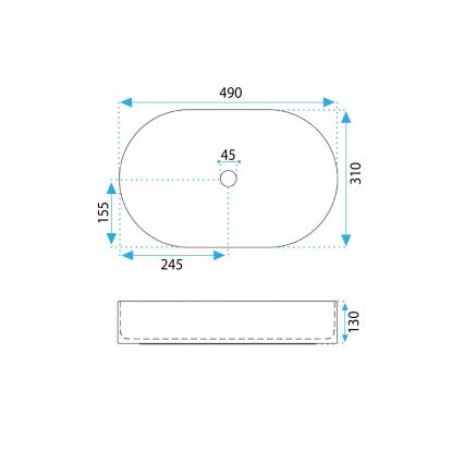 REA-U0603 - Νιπτήρας για πάγκο VANDA 31x49 cm κεραμικό/γυαλιστερό λευκό