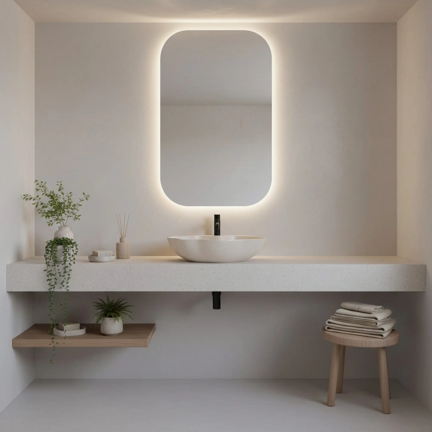 REA-U0617 - Νιπτήρας επιτραπέζιος PEARL 38x50,5 cm κεραμικός/μπεζ/απομίμηση πέτρας