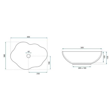 REA-U0617 - Νιπτήρας επιτραπέζιος PEARL 38x50,5 cm κεραμικός/μπεζ/απομίμηση πέτρας