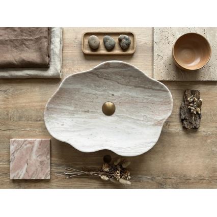 REA-U0618 - Επιτραπέζιος νιπτήρας PEARL 38 x 50,5 εκ., κεραμικός/μπεζ/απομίμηση πέτρας