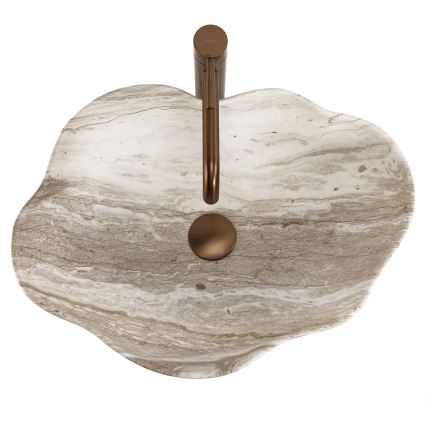REA-U0618 - Επιτραπέζιος νιπτήρας PEARL 38 x 50,5 εκ., κεραμικός/μπεζ/απομίμηση πέτρας