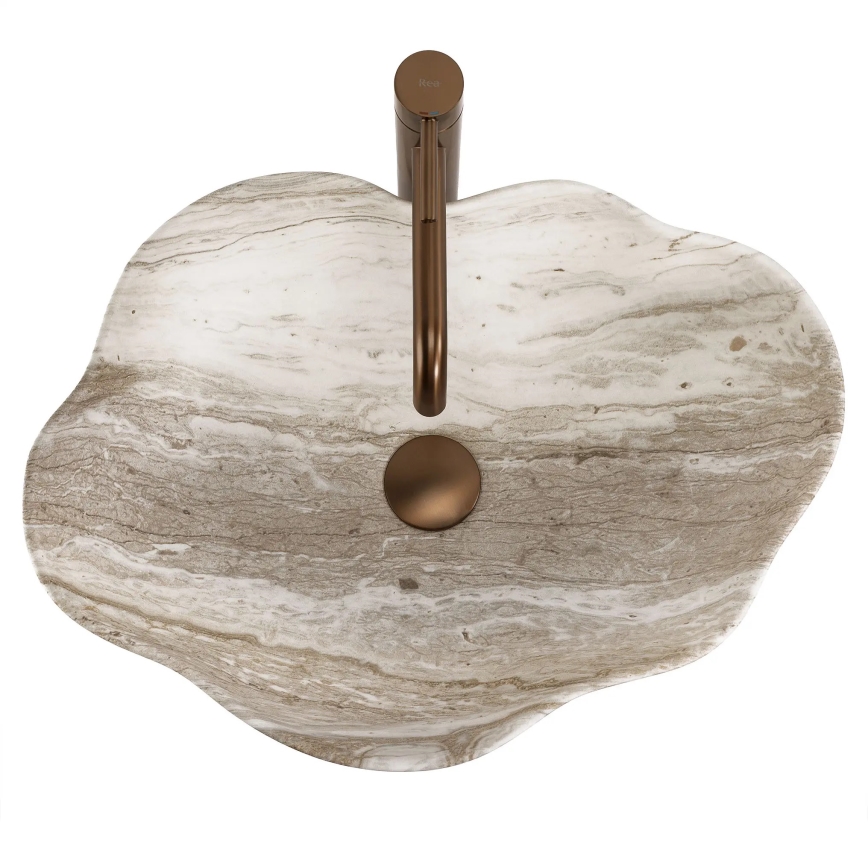 REA-U0618 - Επιτραπέζιος νιπτήρας PEARL 38 x 50,5 εκ., κεραμικός/μπεζ/απομίμηση πέτρας