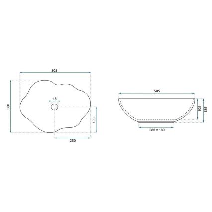 REA-U0618 - Επιτραπέζιος νιπτήρας PEARL 38 x 50,5 εκ., κεραμικός/μπεζ/απομίμηση πέτρας